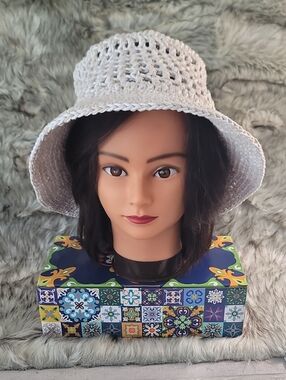 White Crochet Lightweight Summer Sun Hat